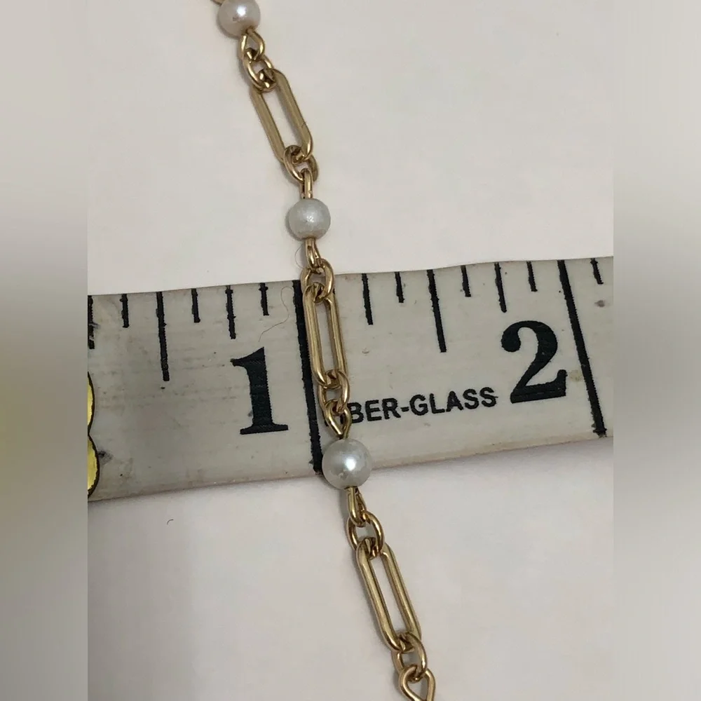 Vintage Wells 14k Gold Filled GF Faux Pearl Bracelet 7in